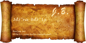 Jóna Béla névjegykártya